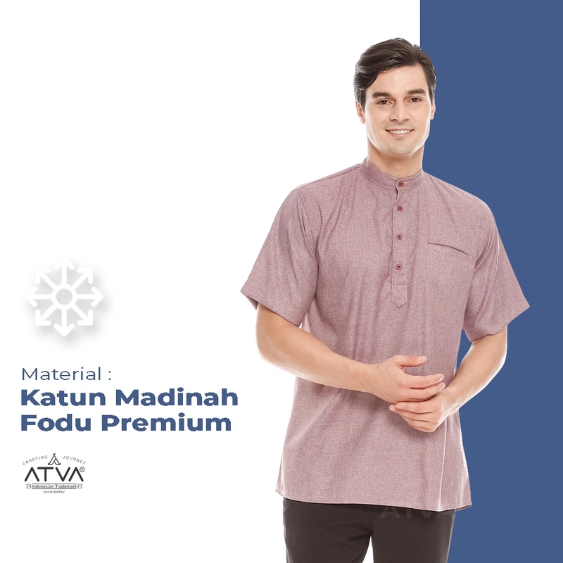 Product image ATVA - Baju Koko Pria Madinah Tangan Pendek Warna Purple M all variant